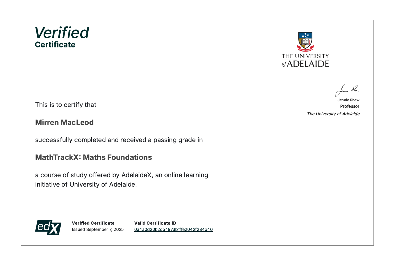  Mirren MacLeod Math Foundations Certificate